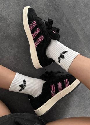 Adidas campus  black / pink zebra premium5 фото