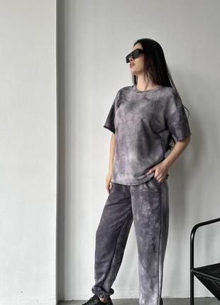 Костюм женский с принтом тай-дай трехнитка 48/50, 52/542 фото