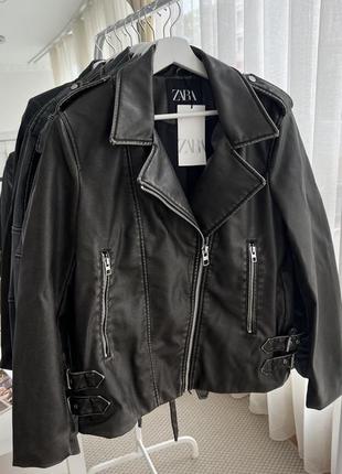 Нова подовжена косуха шкіряна куртка zara