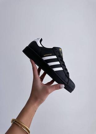 Adidas superstar black white premium quality женские кроссовки адедас суперстар премиум
