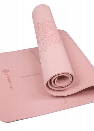 Коврик (мат) для йоги и фитнеса springos tpe 0.6 см мм yg0018 pink