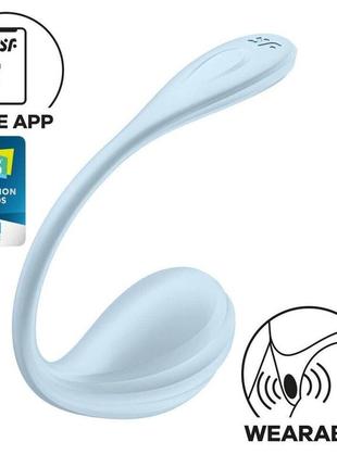 Смарт-виброяйцо satisfyer smooth petal connect app light blue