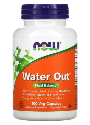 Now foods, water out, водний баланс, 100 рослинних капсул