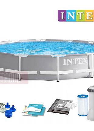 Каркасный круглый бассейн intex prism frame pool 366 х 76 см + фильтр-насос
