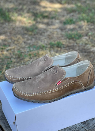 Якісні чоловічі шкіряні туфлі мокасини levis model-4