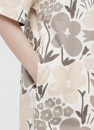 Uniqlo x marimekko tan floral kaftan dress3 фото