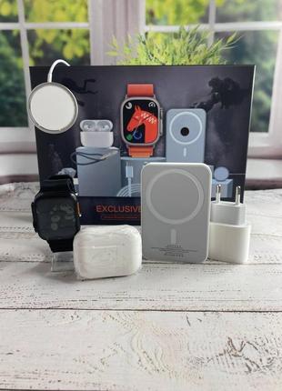 Набір dt1000 6 в 1 smartwatch ultra навушники air pro вакуумні бездротовий павербанк зарядка