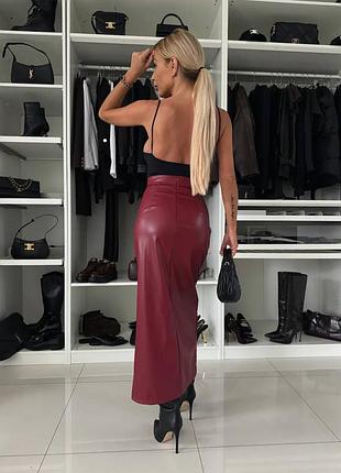 Спідниця юбка еко шкіра колір : чорний , шоколад та марсала