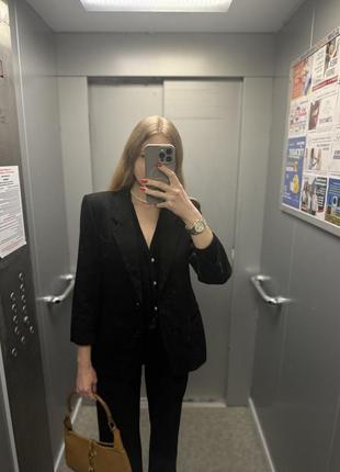 Трендовый черный теплый шерстяной италия стильный пиджак блейзер жакет  размер м-л9 фото