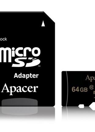 Карта пам' яті apacer microsdxc 64gb uhs-i u1 class 10 + адаптер sd