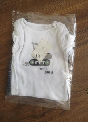 Новый набор хлопковых футболок на 0-3 месяца на новорожденного2 фото