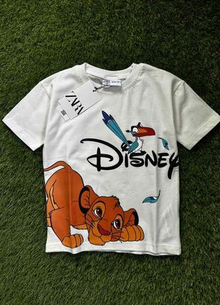 Белая детская футболка король лев семьи zara туречковый хлопок 104,110