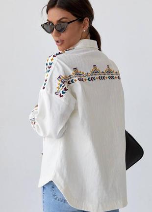 Вишиванка сорочка - піджак жакет білий довгий рукав2 фото