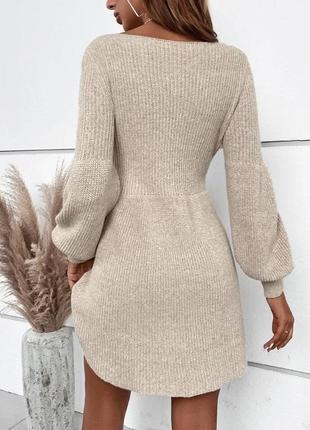 Женское теплое платье короткое вязаное чёрное серое белоснежное демисезонное