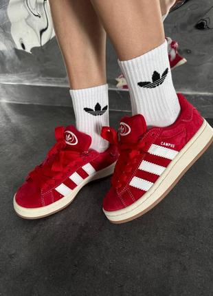 Жіночі замшеві кросівки adidas white red  premium5 фото