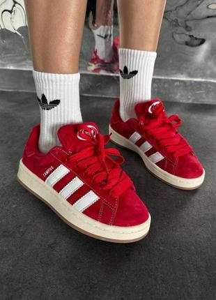 Жіночі замшеві кросівки adidas white red  premium