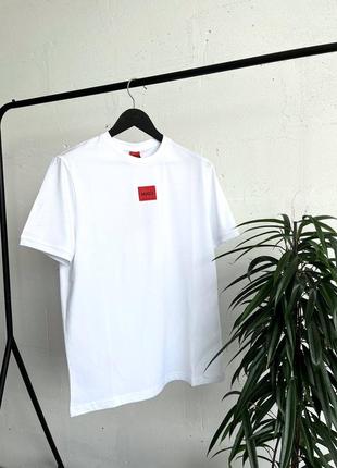 Чоловіча футболка бавовняна біла hugo boss 100% cotton / х'юго бос літній одяг3 фото