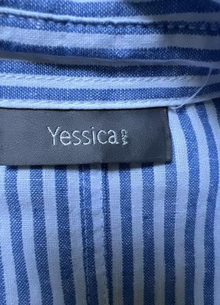 Сорочка блуза льняна у смужку блакитна yessica8 фото
