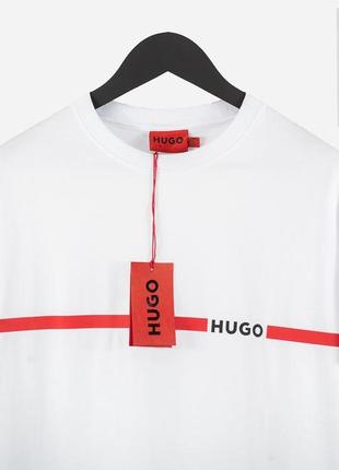 Чоловіча футболка бавовняна біла hugo boss 100% cotton / х'юго бос літній одяг3 фото