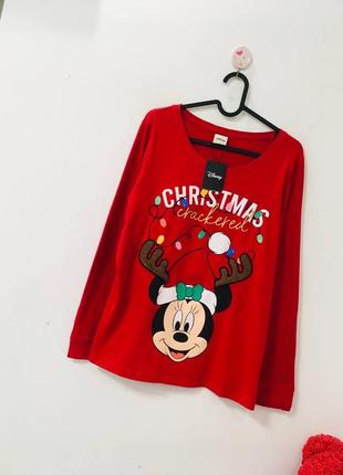 Красный лонгслив микки маус новый год 🎄 рождество disney