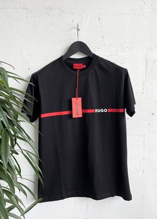 Чоловіча футболка бавовняна чорна hugo boss 100% cotton / х'юго бос літній одяг3 фото