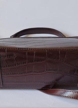 Шкіряна сумка під крокодила,шоколад5 фото