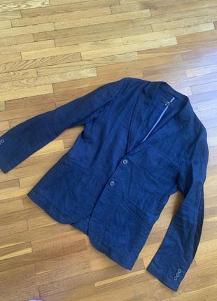 Мужской темно-синий льняной пиджак 48p. oodji изни3 фото