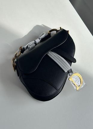 Сумка женская в стиле christian dior saddle bag with strap black8 фото