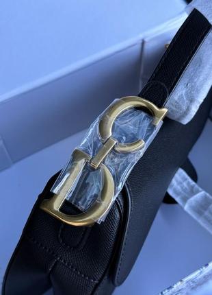 Сумка женская в стиле christian dior saddle bag with strap black6 фото