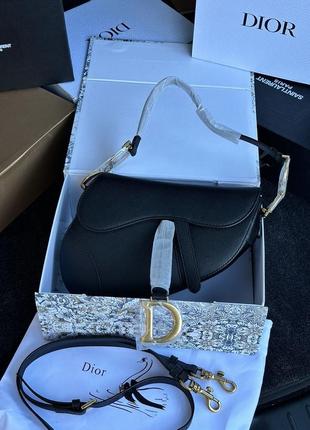 Сумка жіноча в стилі christian dior saddle bag with strap black