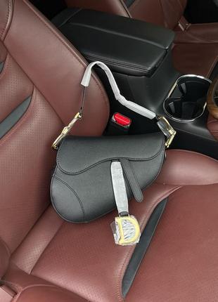 Сумка женская в стиле christian dior saddle bag with strap black9 фото