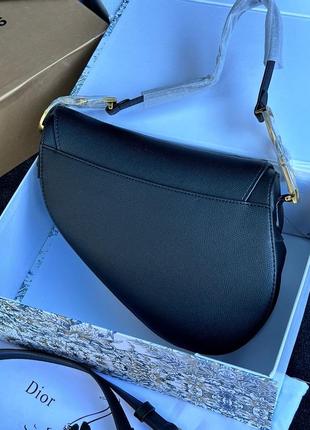Сумка женская в стиле christian dior saddle bag with strap black2 фото