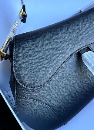 Сумка женская в стиле christian dior saddle bag with strap black3 фото