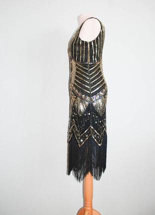 Нарядное вечернее платье  в стиле гетсби с бахромой в пайетках.2 фото