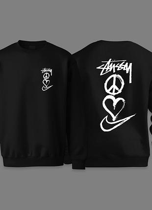 Мужские свитшоты stussy x nike peace черный толстовка стуссі стусси найк кофта худи