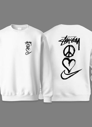 Мужские свитшоты stussy x nike peace белый толстовка стуссі стусси найк кофта худи