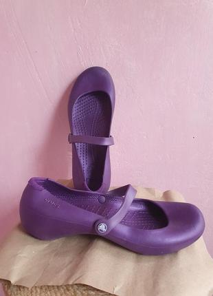 Туфли балетки фиолетовые mary jane's purple crocs3 фото