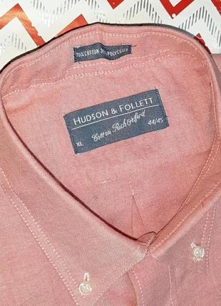😉1+1=3 фирменная розовая мужская рубашка с коротким рукавом hudson&amp;follett, размер 50 - 525 фото