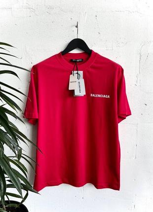 Чоловіча футболка бавовняна червона balenciaga 100% cotton / баленсіага літній одяг