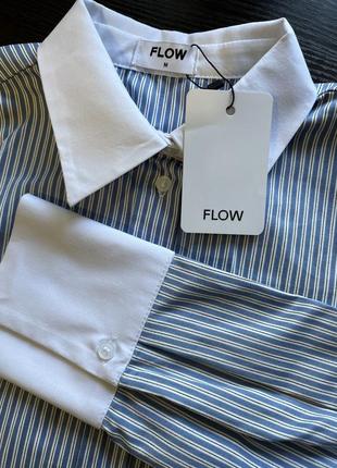 Рубашка белая в голубую полоску flow3 фото