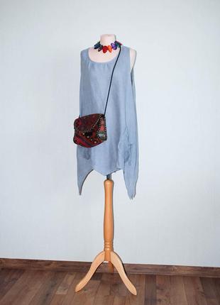Батал італія льон льняна майка блуза блузка на футболку з широкими стегнами хвостами хвости3 фото