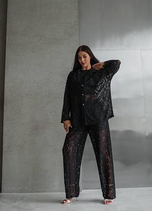Мереживний брючний костюм жакет і штани