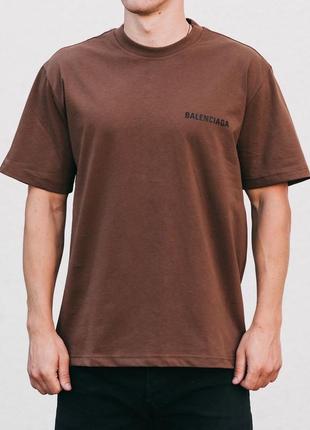 Чоловіча футболка бавовняна коричнева balenciaga 100% cotton / баленсіага літній одяг5 фото