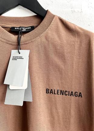 Чоловіча футболка бавовняна коричнева balenciaga 100% cotton / баленсіага літній одяг3 фото