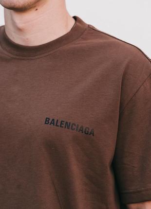 Чоловіча футболка бавовняна коричнева balenciaga 100% cotton / баленсіага літній одяг7 фото