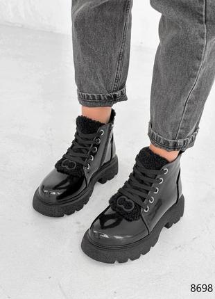 Ботинки натуральный лак зима