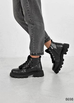 Ботинки натуральный лак зима