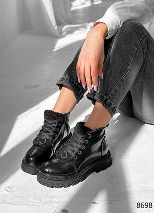 Ботинки натуральный лак зима