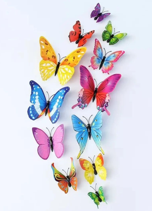 Метелики 3d мікс  для фотозони (12 штук) декор 
+ клейові крапки