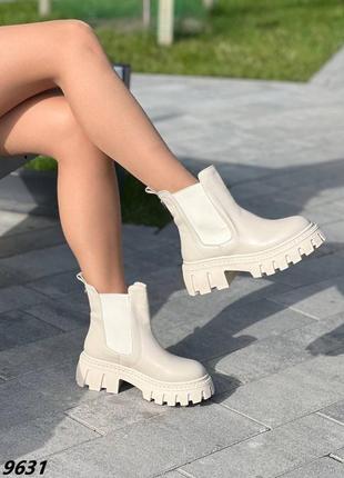 Челсі челси ботинки молочные кожаные челси dutti zara